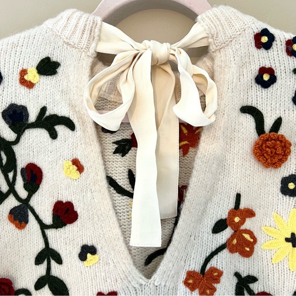 NWT Anthropologie Floral Appliqued Sweater Tunic Dress - Picture 8 of 16